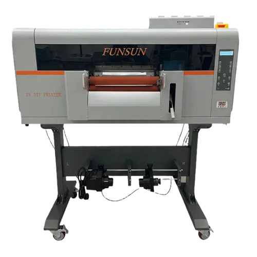 طابعة استيكرات UV ثلاثية الأبعاد FUNSUN – طباعة على الاقمشة UV DTF مقاس A3