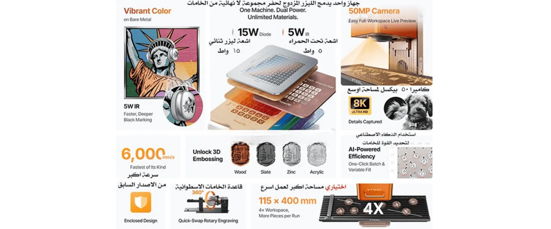 ليزر اكس تول F2 المزدوج + قاعدة الأكواب مجانًا